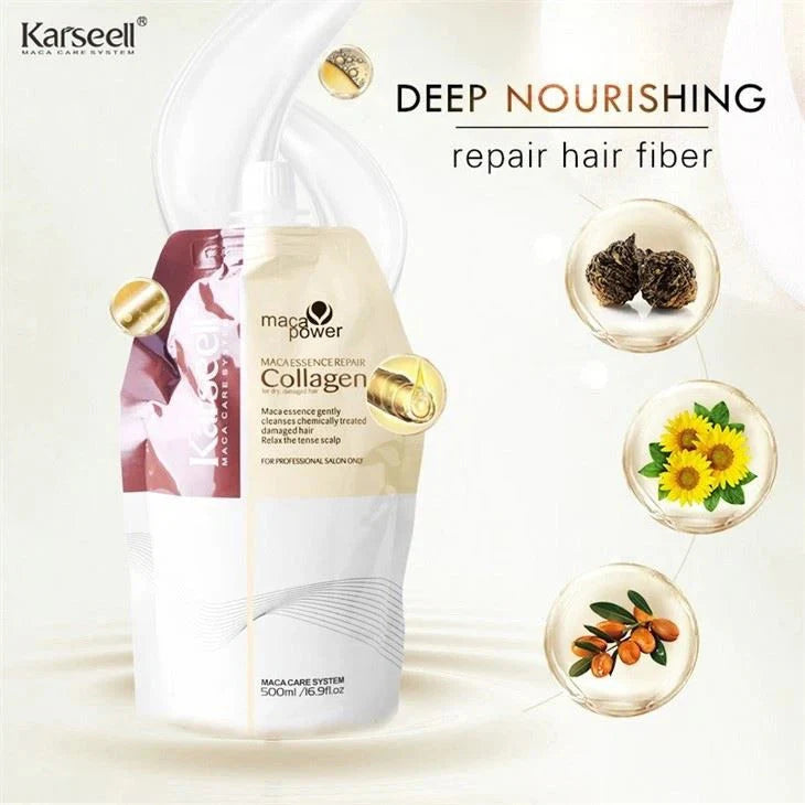 Karseell Collagen Hair Treatment Mask - Deep Repair Conditioning Argan Oil Collagen Hair Mask Essence For Dry & Damaged Hair - 16.90 oz 500ml
