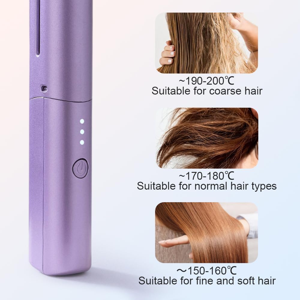 Rechargeable Hot Comb Hair Straightener Cordless 3 Adjustable Temp Flat Iron Heating Hair Brush Suitable For All Hair Types, Multicolour