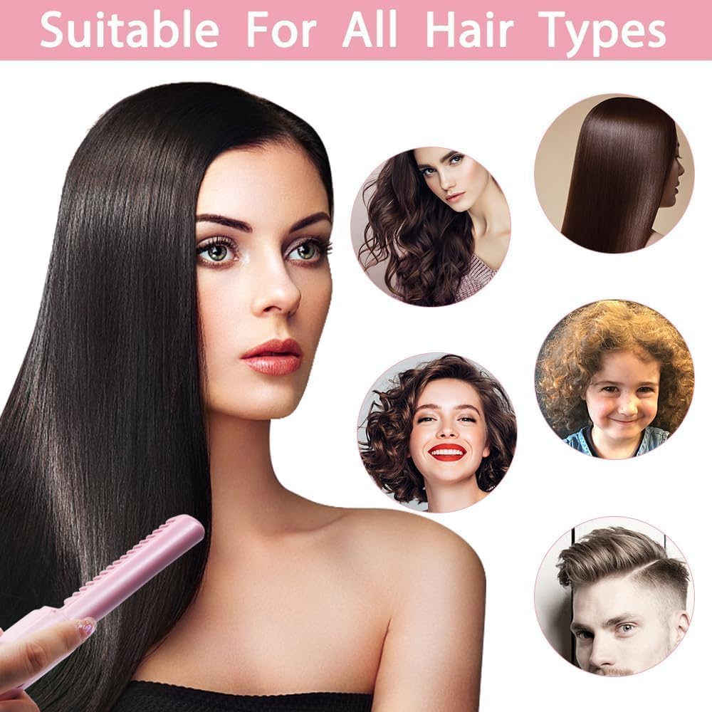 Rechargeable Hot Comb Hair Straightener Cordless 3 Adjustable Temp Flat Iron Heating Hair Brush Suitable For All Hair Types, Multicolour