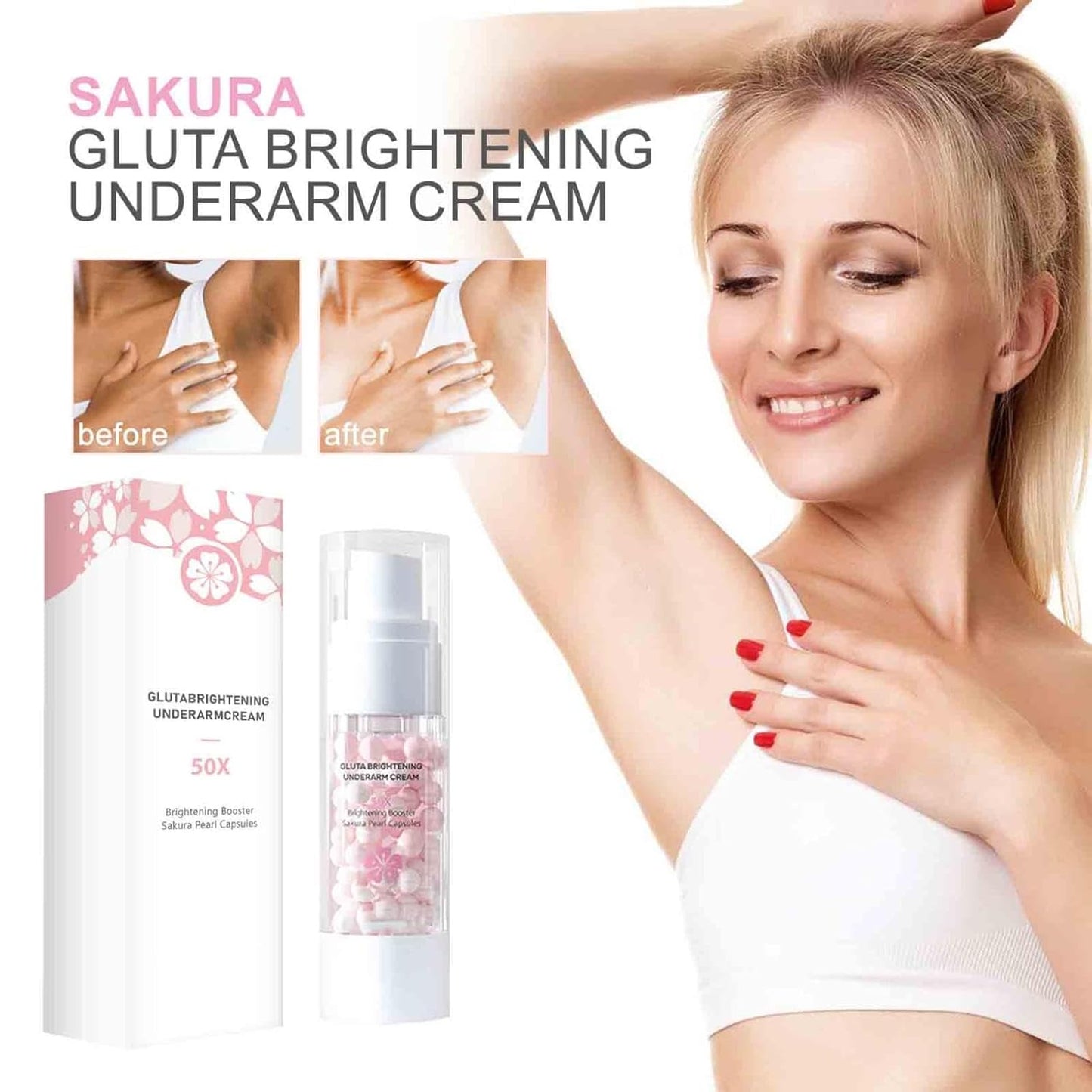 Sakura Gluta Underarm Whitening Cream,Intimate Area Skin Lightening Cream