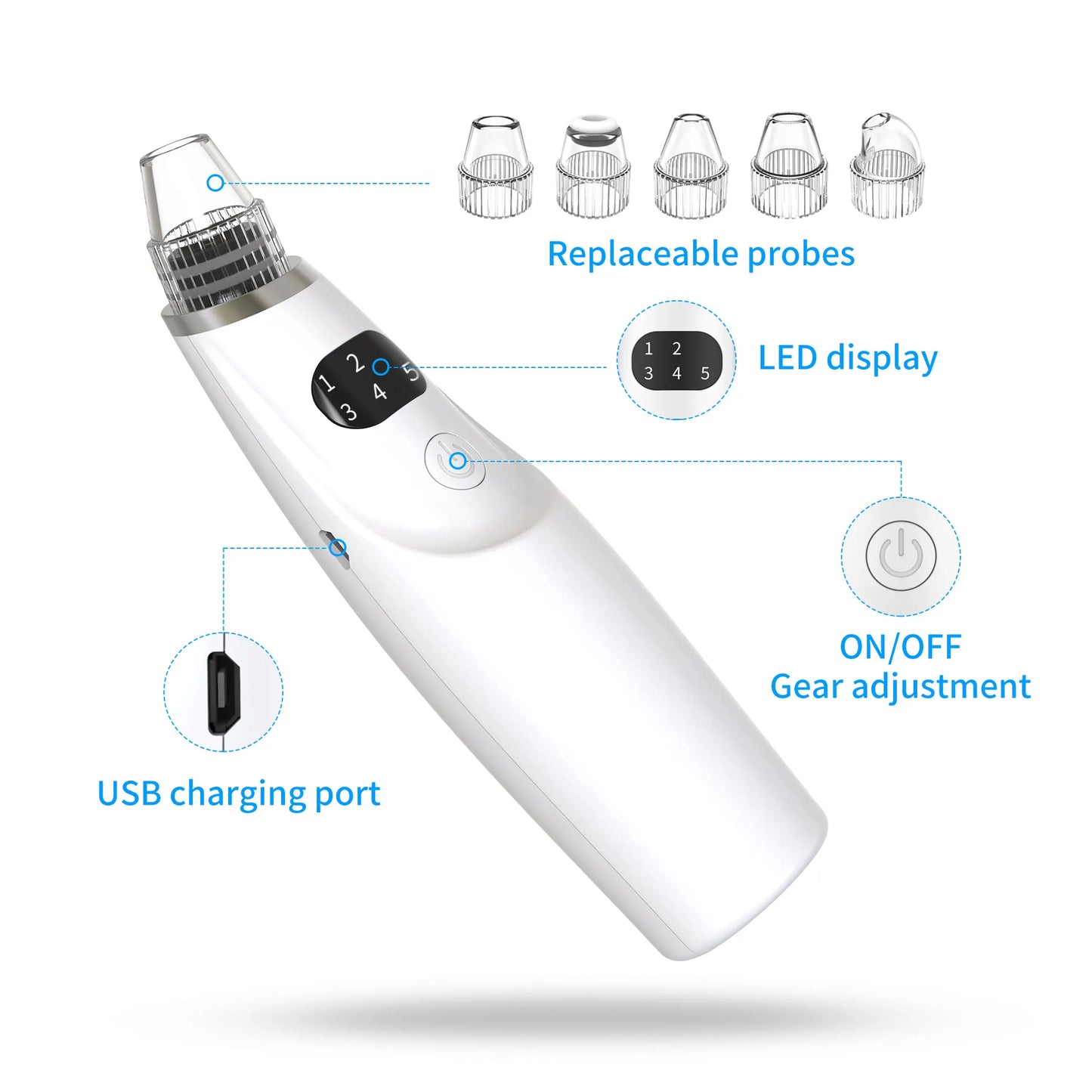 Pore Cleaner Black Head Acne Treatment Suction Extractor Facial and Whitehead Head Electronic Blackhead Remover Vacuum
