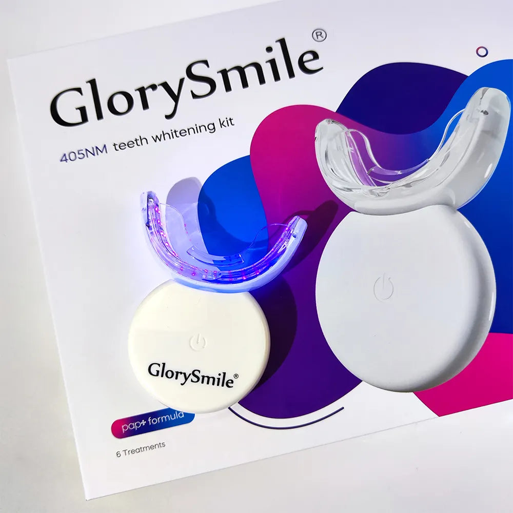GLORY SMILE 16 Minutes Violet 405NM Light Teeth Whitening Led Kit With 6 PAP Gel Tube