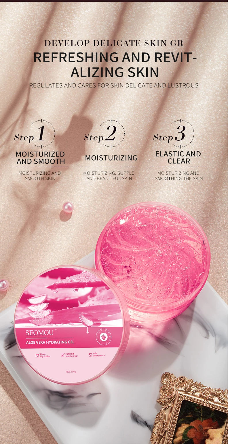 SEOMOU Moisturizing Pink Aleo Vera Plant Gel 300g