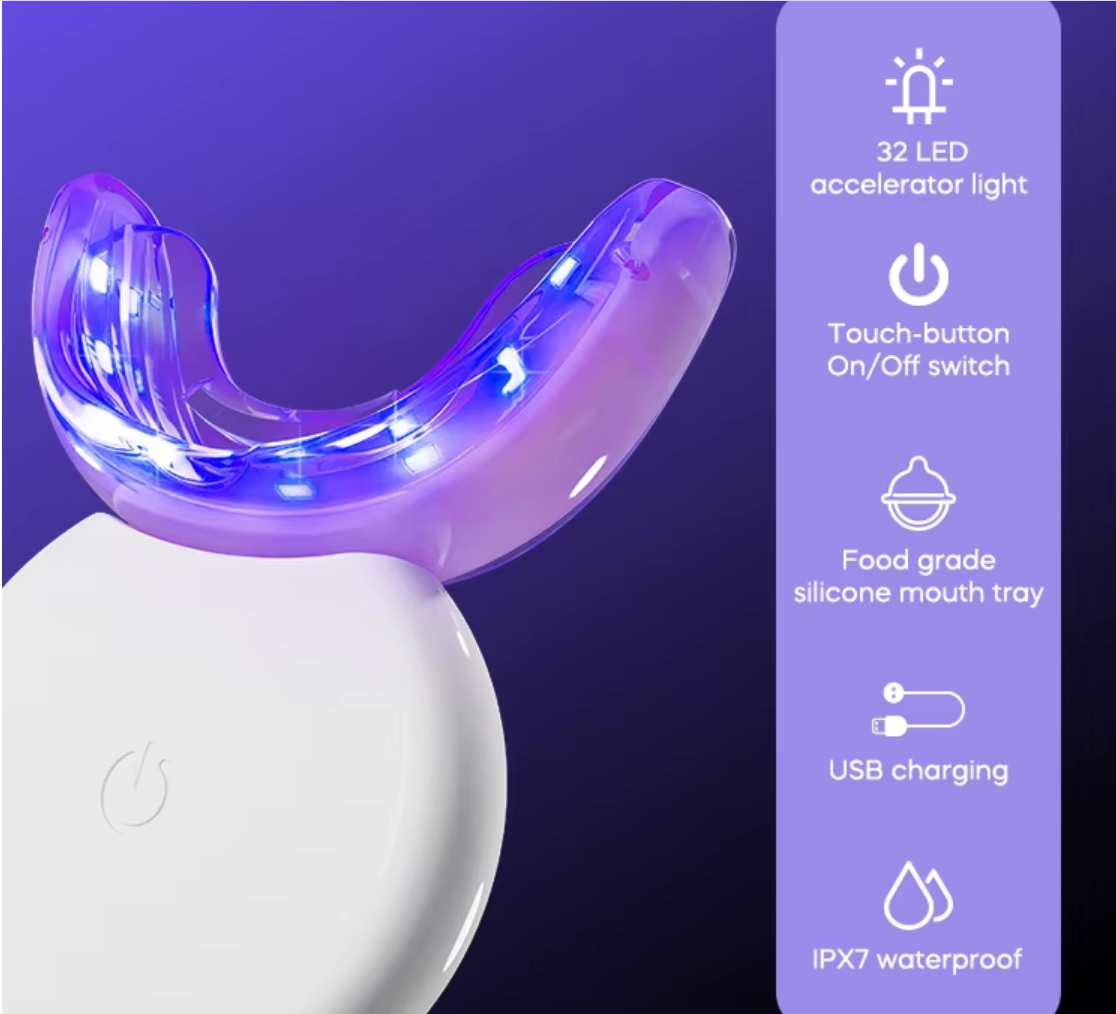 GLORY SMILE 16 Minutes Violet 405NM Light Teeth Whitening Led Kit With 6 PAP Gel Tube