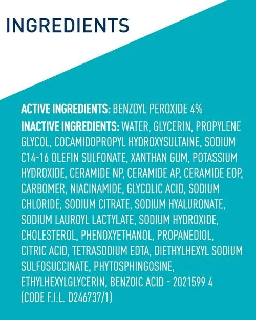 CeraVe Acne Foaming Cream Cleanser | Acne Treatment Face Wash with 4% Benzoyl Peroxide, Hyaluronic Acid, and Niacinamide-Health & Beauty-Eclatbody-CeraVe-