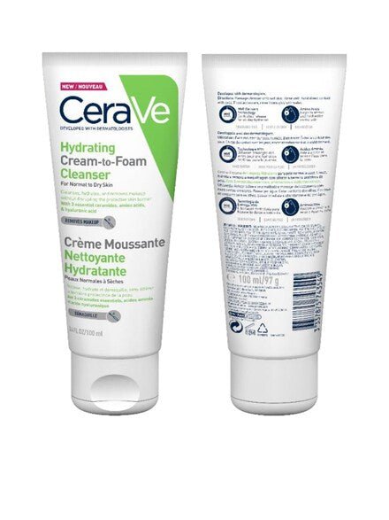 CeraVe Hydrating Cream-to-Foam Cleanser | Hydrating Makeup Remover and Face Wash With Hyaluronic Acid-Health & Beauty-Eclatbody-CeraVe-