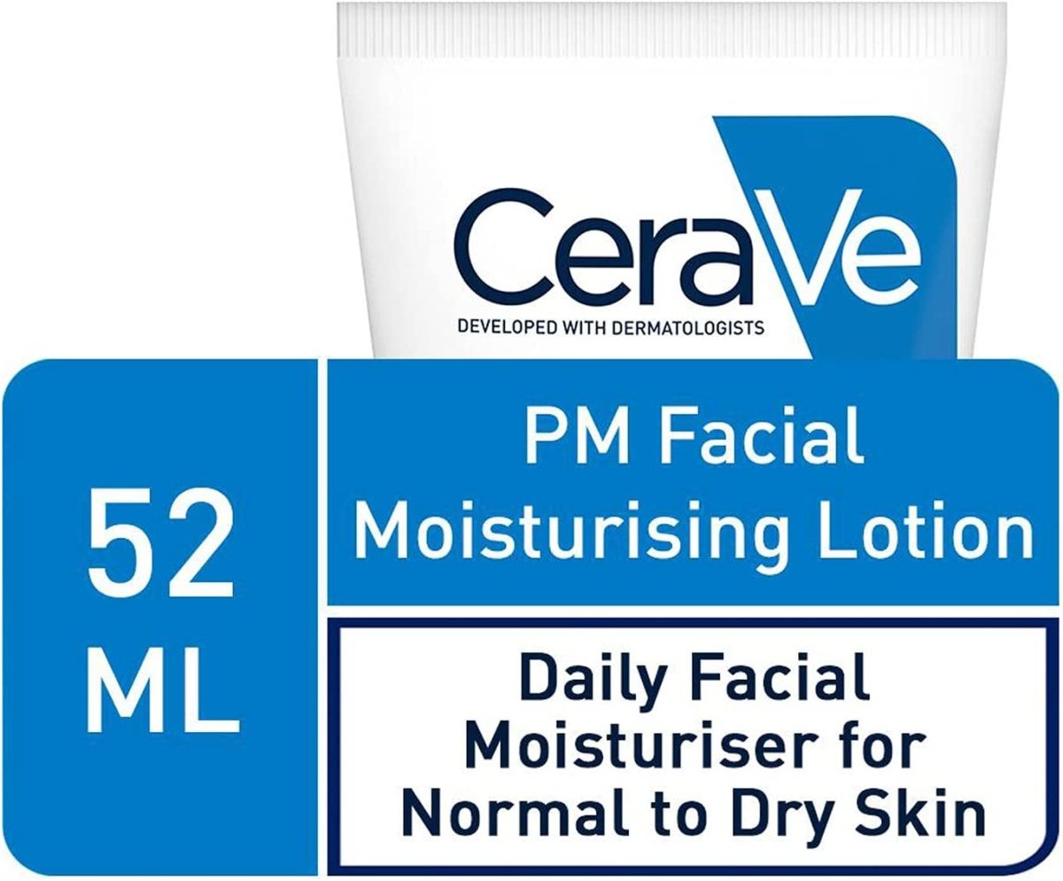 CeraVe PM Daily Facial Moisturiser Lotion for Normal to Dry Skin 52ml with Niacinamide and 3 Essential Ceramides | 52 ml-Health & Beauty-Eclatbody-CeraVe-