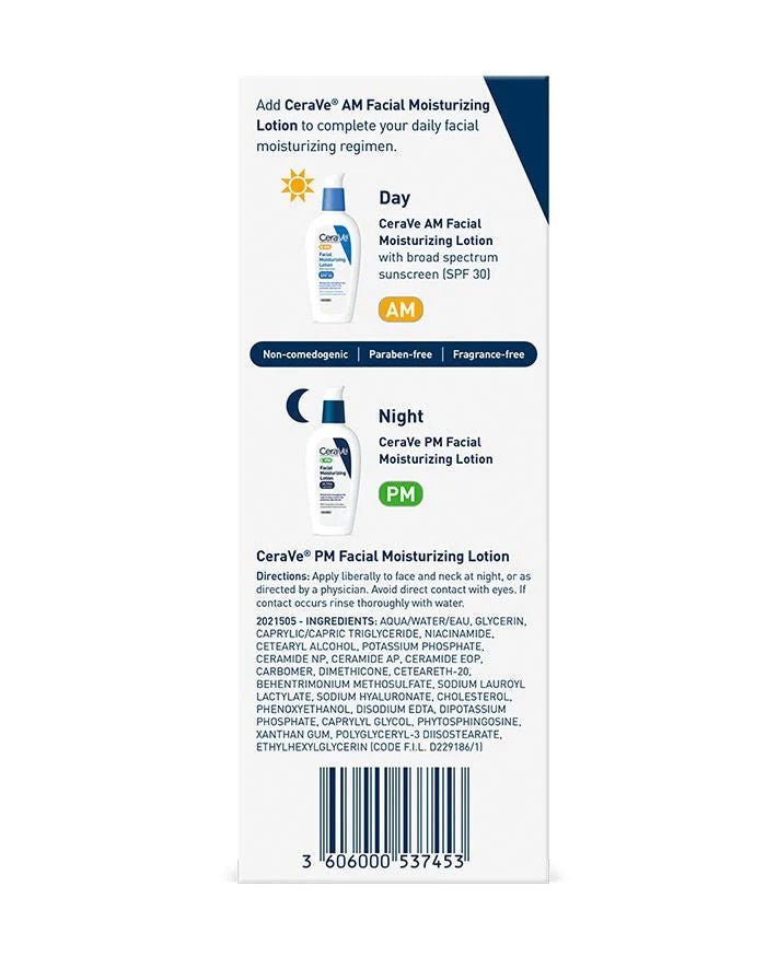 CeraVe PM Facial Moisturizing Lotion | Night Cream with Hyaluronic Acid and Niacinamide | Ultra-Lightweight , 89 mL-Health & Beauty-Eclatbody-CeraVe-