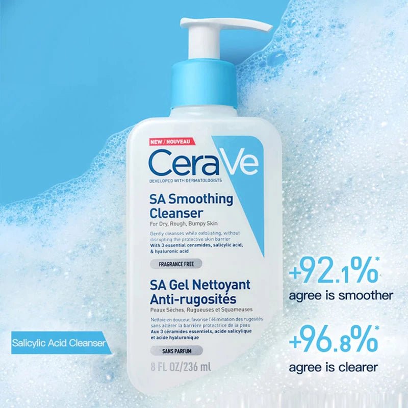 Cerave SA Smoothing Cleanser, For Dry, Rough & Bumpy Skin, 236ml Face and Body Wash with Salicylic Acid