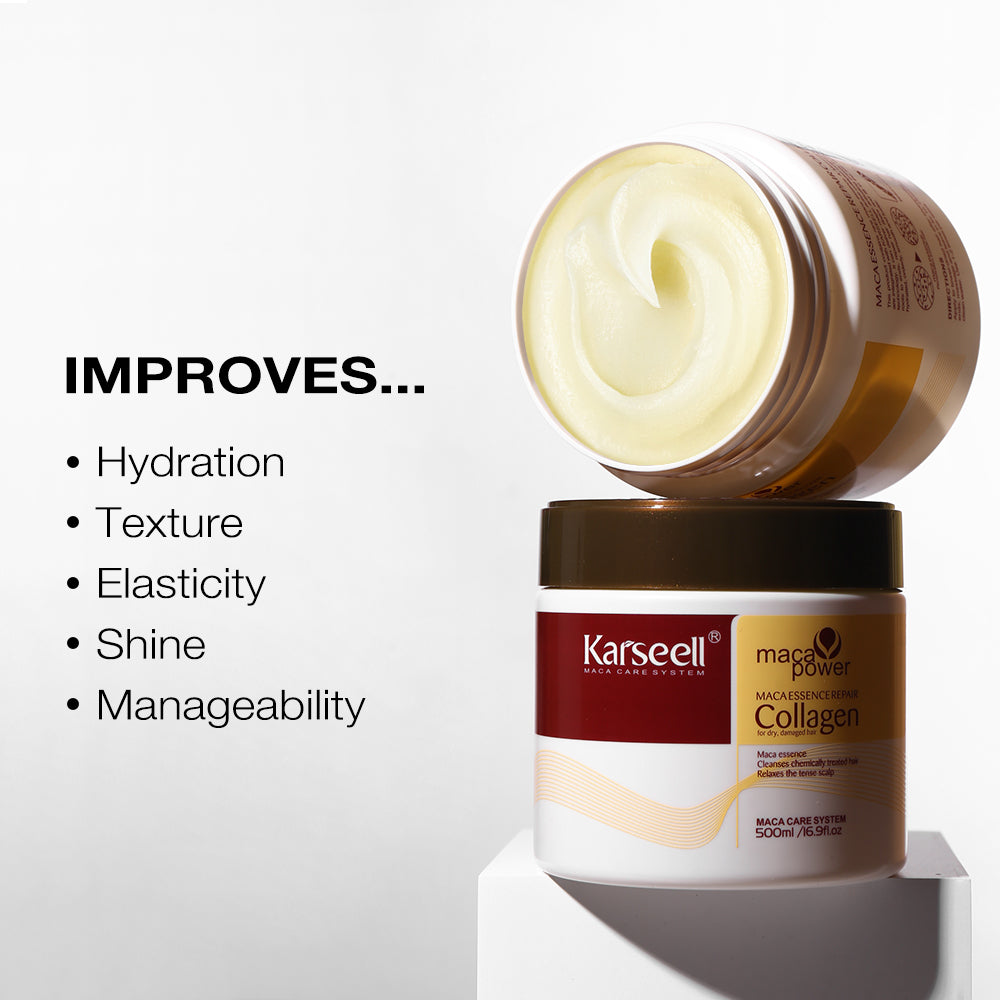 Karseell Collagen Hair Treatment Mask - Deep Repair Conditioning Argan Oil Collagen Hair Mask Essence For Dry & Damaged Hair - 16.90 oz 500ml