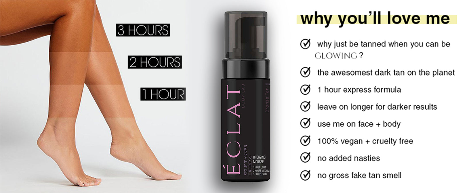 Eclat Self Tanning Mousse Self tanner for tanning at home without sun Best tanner in the world