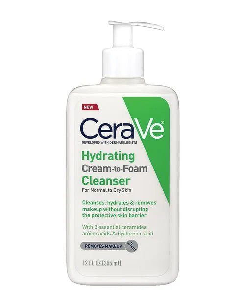 CeraVe Hydrating Cream-to-Foam Cleanser | Hydrating Makeup Remover and Face Wash With Hyaluronic Acid-Health & Beauty-Eclatbody-CeraVe-