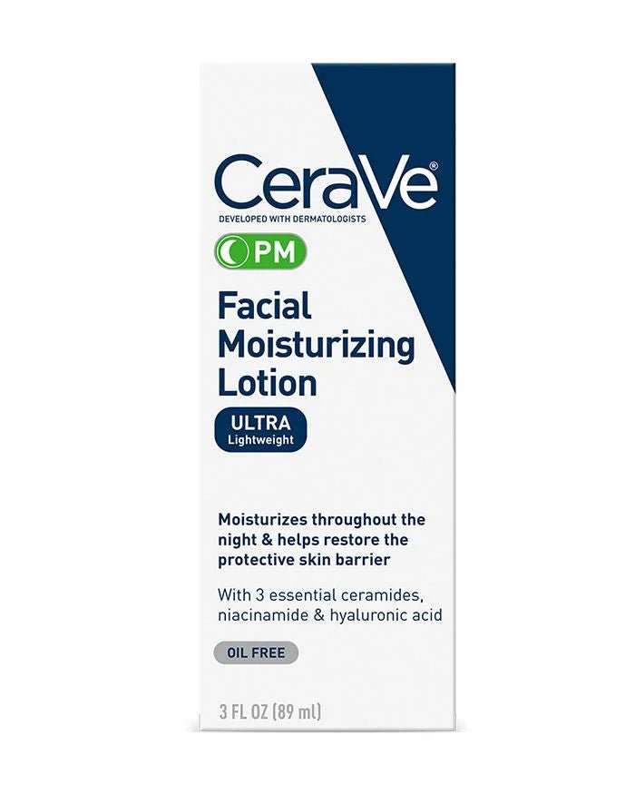 CeraVe PM Facial Moisturizing Lotion | Night Cream with Hyaluronic Acid and Niacinamide | Ultra-Lightweight , 89 mL-Health & Beauty-Eclatbody-CeraVe-