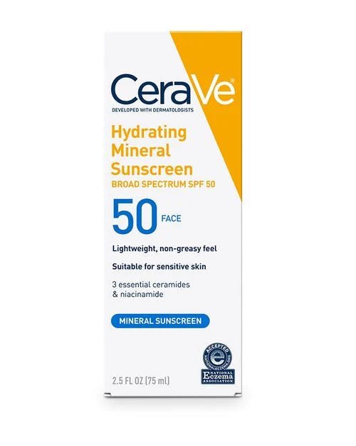 Hydrating Mineral Sunscreen SPF 50 Face Lotion | Cerave-Health & Beauty-Eclatbody-CeraVe-